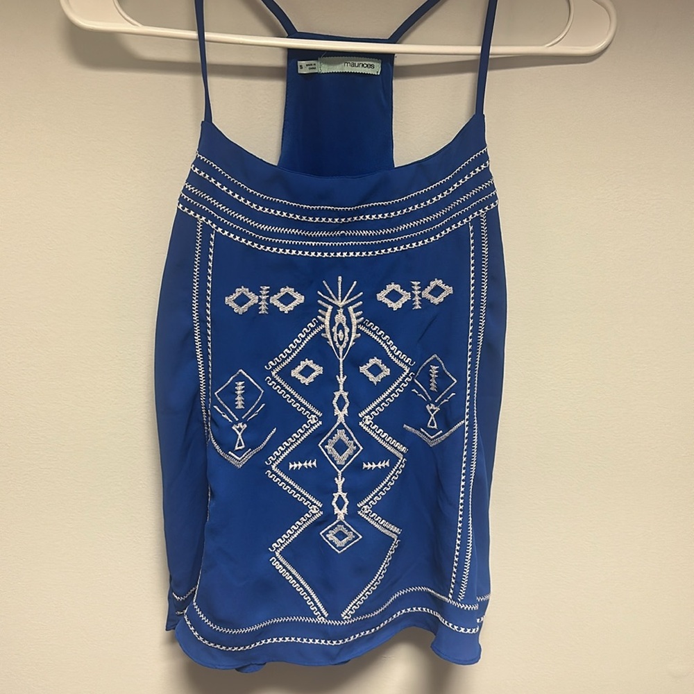 Blue Embroidered Women's Top